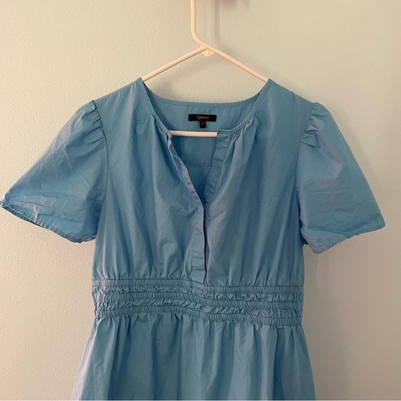 Quince 100% Organic Cotton Poplin Tiered Mini Dress blue size large - Picture 10 of 15